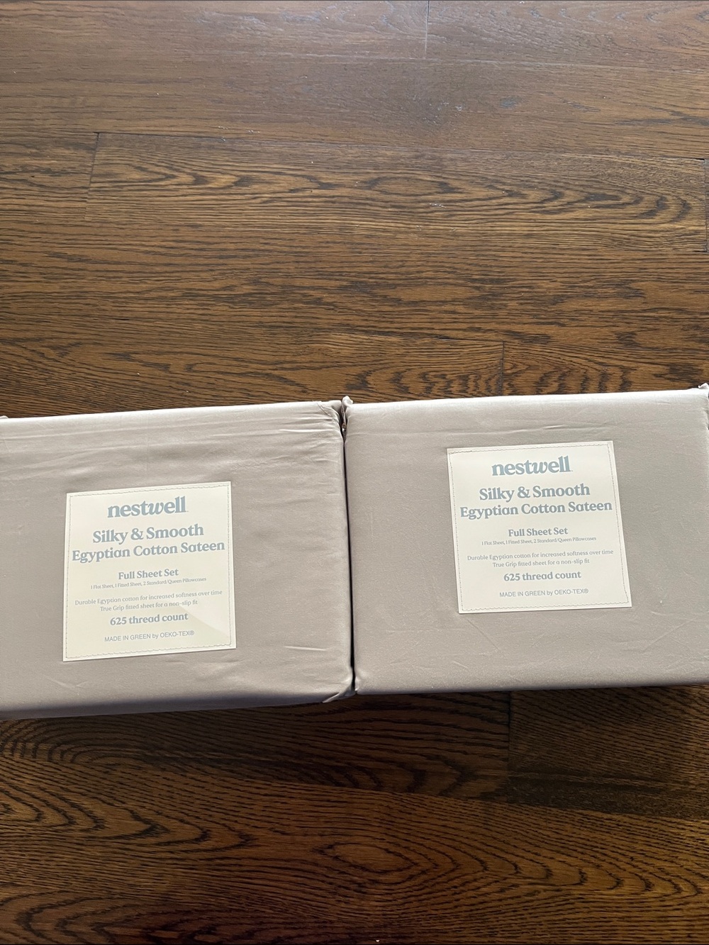 Nestwell Silky & Smooth Egyptian Cotton Sateen Full Sheet Set — Light Gray